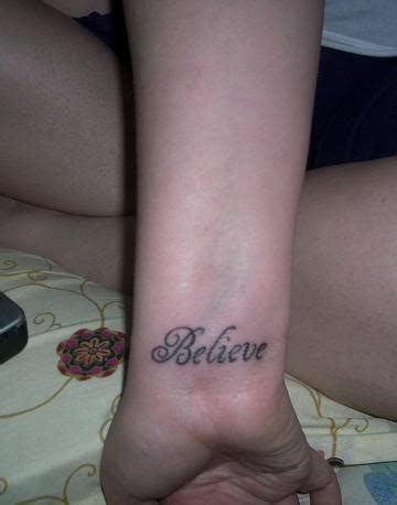 Two tattoos on my wrists that show my love for photography, and symbolize my photography style. Believe | Believe tattoos, Word tattoos, Believe wrist tattoo