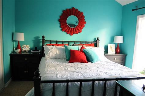 Shop furniture, home décor, cookware & more! aqua-and-red-master-bedroom-makeover Wall color!!! | Red ...