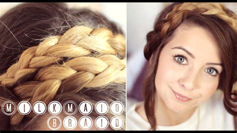 Take one section and start braiding in any style you like. How To: MilkMaid Braid Up-do | Zoella - YouTube