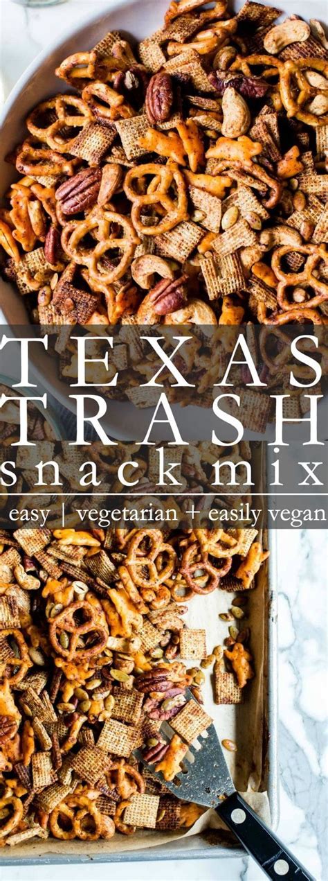 Add the butter, sauce, and spices into a small bowl and whisk to combine. Texas Trash Snack Mix - Vegetarian or Vegan | A throwback ...