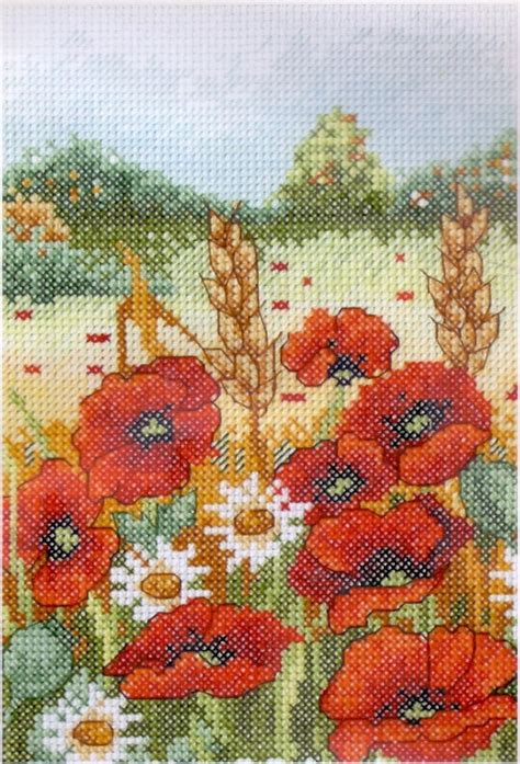 Abstract poppies a counted cross stitch pattern | etsy. Anchor Counted Cross Stitch Kit "Poppy Field" | Cross ...