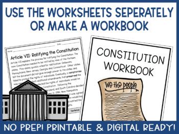 A deep dive into article i of the us constitution, which describes the roles and powers of congress. Constitution Worksheets - Constitution Workbook by ...