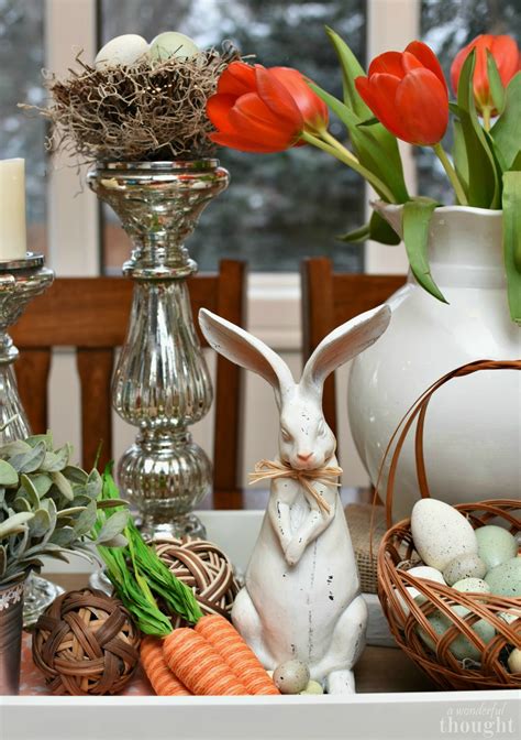When building a vignette, the décor triangle is a really good place to start. Simple Easter Vignette - A Wonderful Thought