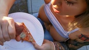 Wild Food Porn Fantasy. Eating my Pizza with Cum Topping. WetKelly