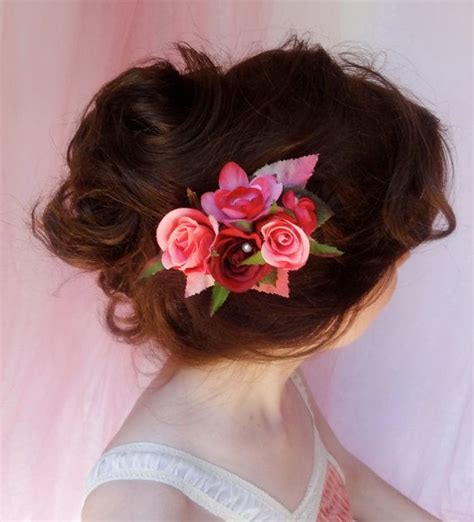 Range of hair accessories for women, ideal for all occasions. bright pink bridal hair accessories pink rose hair by ...