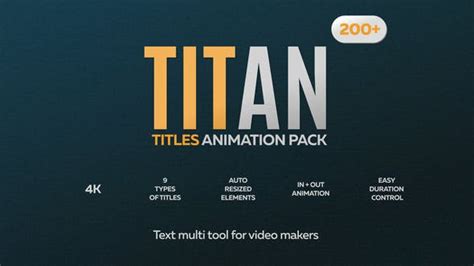 Using after effects title creates your own desire adobe after effects templates. Videohive - Titan Titles Animation Pack - 24660256 - After ...