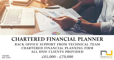 Financial advisors work with clients to help determine the best financial actions for their current budget and life plan. Job: Chartered Financial Planner position in Cambridge