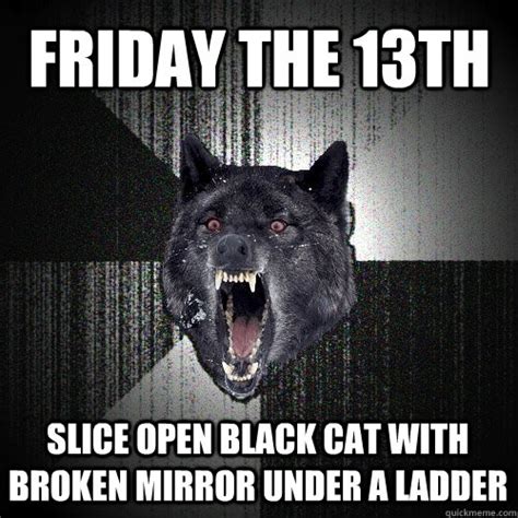 #luck #black cat #mango #friday the 13th #bubly. Friday the 13th Slice open black cat with broken mirror ...