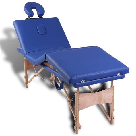 Vente table de massage chez toomed : Table de Massage Pliante 4 Zones Bleu Cadre en Bois ...