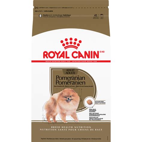Its clinically proven and highly palatable formula contains a protein source that is broken down to an amino acid level, so it can be absorbed in the digestive tract with reduced risk of triggering a food sensitivity. Royal Canin® Breed Health Nutrition Adult Pomeranian Dry ...