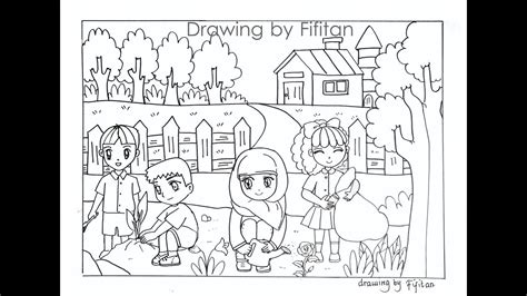 Selamat pagi, dapat berjumpa lagi bersama kita yang selalu setia buat update dan share. Mewarnai Gambar Gotong Royong Di Sekolah Hitam Putih | Mewarnai cerita terbaru lucu, sedih ...