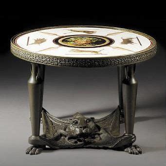 This center table is a skillful example of postmodern design. An important Italian micromosaic and marble topped bronze ...