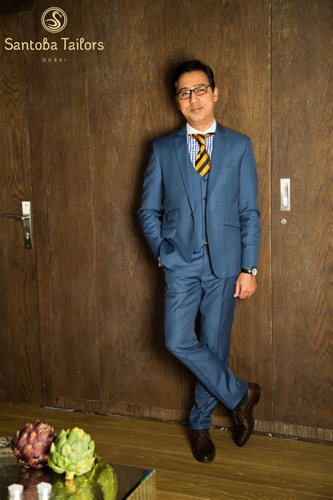 Buy & sell men online at cheap prices in dubai, uae. Petrol blue 3 piece suit by Santoba Tailors Dubai | Suits ...