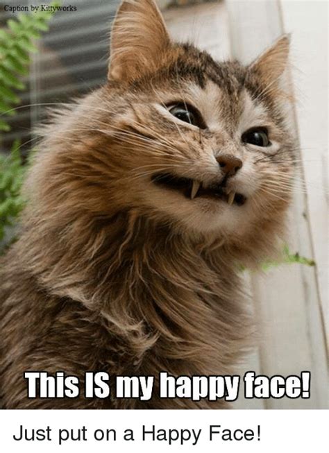 49 happy face memes ranked in order of popularity and relevancy. Caption by Kittyworks This IS My Happy Face! Just Put on a ...