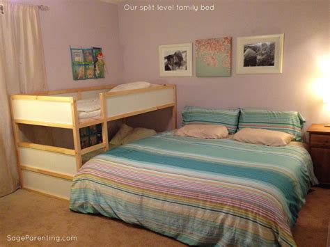 The living area is set off the main entrance, an ascending stairway leads to the bedrooms and a descending stairway leads to a multipurpose space, laundry and a garage. Our Split Level Family Bed #Cosleeping | Co Sleeping ...