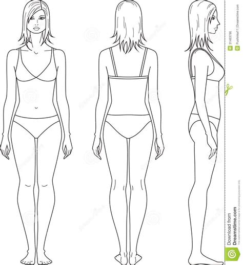 They need to look taller and therefore, should go for long length, straight or boot leg pants, along with heels. female template for fashion design front side back ...