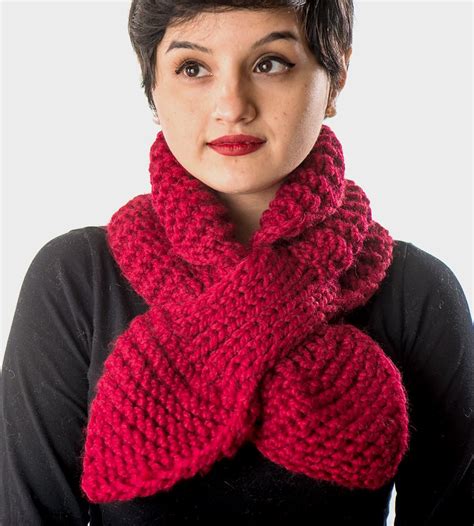 A knitting pattern is a set of written instructions on how to construct items using knitting. Chunky Red Knit Ascot Scarf | knit by pearl | Scarf ...