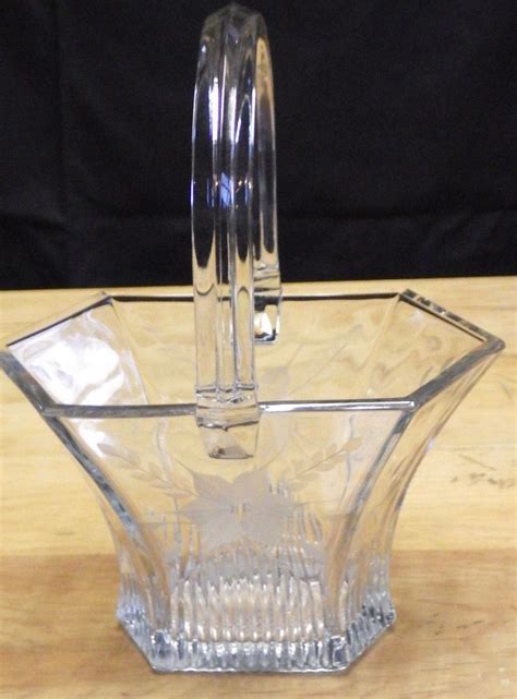 Ebay.com has been visited by 1m+ users in the past month Heisey Glass Basket Etched Floral Marked Signed H in ...