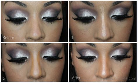 Just make sure it's blended downward well. Contouring to make nose look smaller. Contouring to make nose look smaller.
