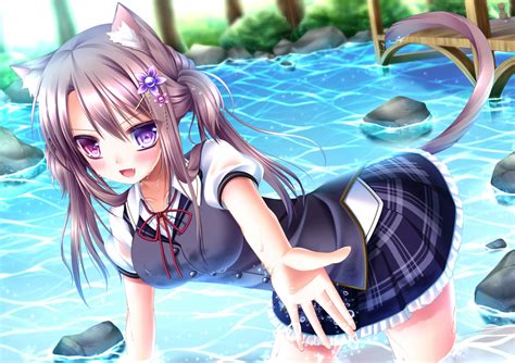 Check out amazing anime_eyes artwork on deviantart. animal ears bicolored eyes catgirl original shitou tail water | konachan.com - Konachan.com ...