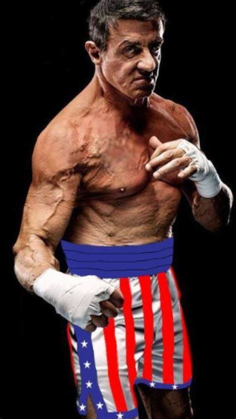 Old Sylvester Stallone in his Rocky boxing shorts Apollo ...
