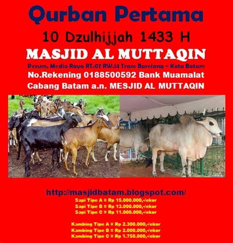 Pelaksanaan shalat idul adha dan penyembelihan hewan qurban4. MESJID PULAU BATAM: Permohonan Bantuan Hewan Qurban Pada ...