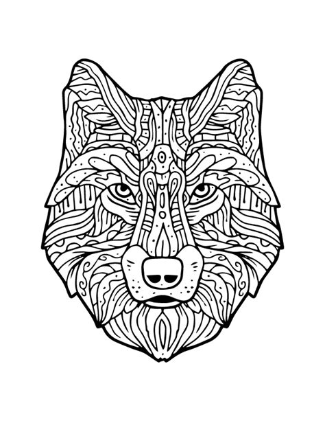 Coloriage mandala loup difficile complexe beau loup. Méchant loup à imprimer et colorier artherapie adulte ...