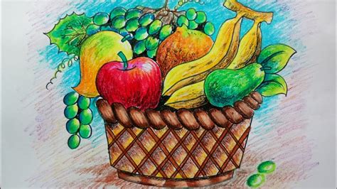 Logo design of fruit basket with lettering. fruit basket easy drawing /फळांची टोपली चित्र /mahesh ...