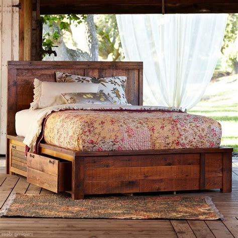 The platforms on the sides function as storage points to keep your phones, books, pens and other essentials. 40 Admirable Rustic Storage Bed Design Ideas #bedroomdecor #bedroomideas #bedroomdesign ...