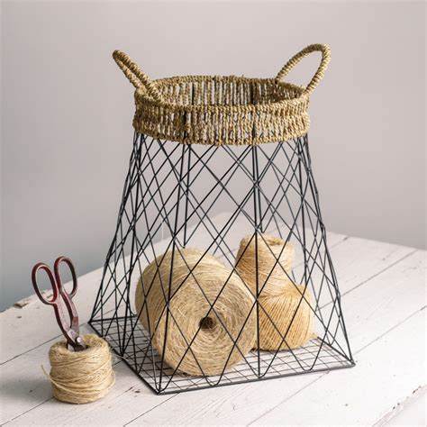 Prep & savour wire storage basket 4 pack farmhouse metal wire basket freezer storage household storage organizer for pantry, shelf, freezer in white. Farmhouse-Style Wire Storage Basket with Jute Handles