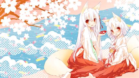 1280 x 720 jpeg 128 кб. fox girl, Animal ears, Shrine maidens, Miko, Tail ...