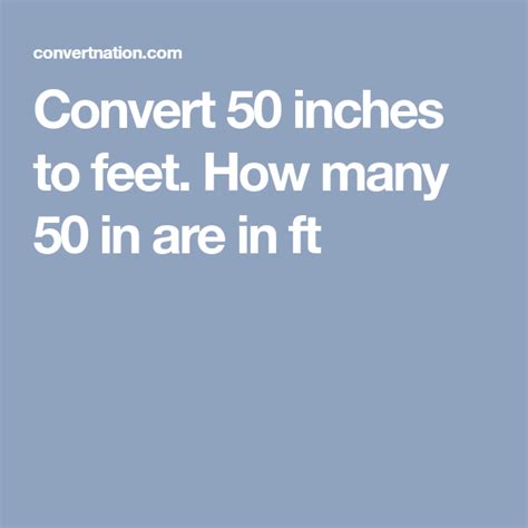 Feb 02, 2021 · how many feet is 54 inches. Convert 50 inches to feet. How many 50 in are in ft ...
