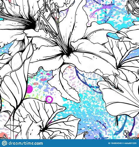 This pattern set can be used in blog backgrounds, social media template backgrounds. Artistic Floral Seamless Pattern. Vector Print Stock ...