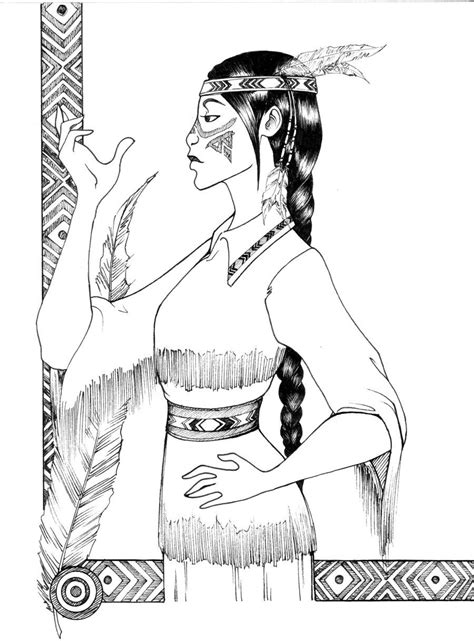 Indian cow with calf coloring page for kids and adults from mammals coloring pages, cow coloring pages. American Indian tribal girl | Princess coloring pages ...