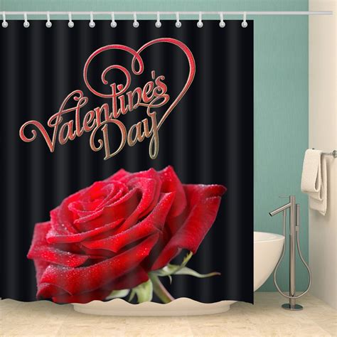 Valentine day pink backdrop rose floral shower curtain. Valentine Day with Fresh Rose Shower Curtain | GoJeek