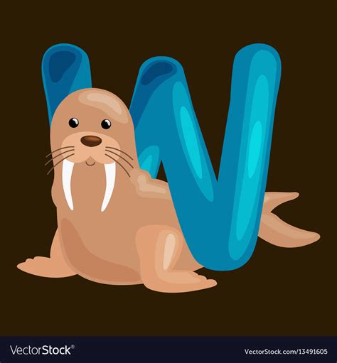 Animals alphabet for kids fish letter w cartoon Vector Image