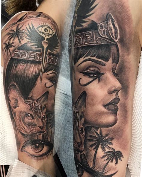 Egyptian tattoos and ancient egyptian gods are very creative and perfect for men who love powerful and inspirational tattoos! Half sleeve for this lovely lady last week; she had the ...