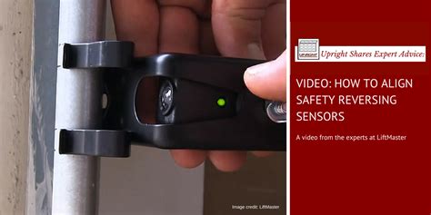 This video demonstrates how to align the safety reversing sensors on your chamberlain garage door opener. Video: How to Align Safety Reversing Sensors - Upright ...