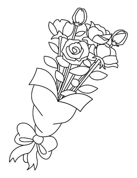 This drawing was made at internet users' disposal on 07 february 2106. Rose Bouquet Coloring Page | Etsy | Rose coloring pages ...