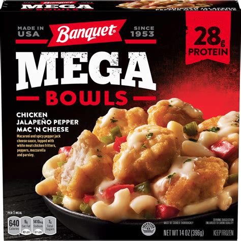 We did not find results for: BANQUET Mega Bowl Jalapeno Pepper Chicken Macaroni And ...