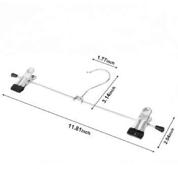 Adjustable hangers having adjustable width to support trousers or skirts at the waistband or leg ends. Adjustable Chrome Skirt & Trouser Clip Metal Hangers