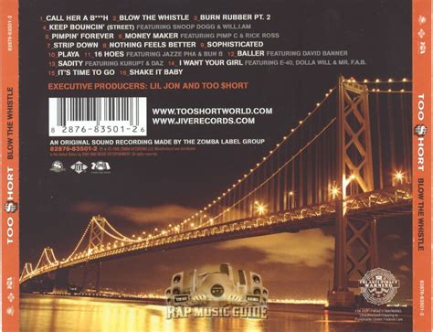 Boofer (full song) singer : Too Short - Blow The Whistle: CD | Rap Music Guide