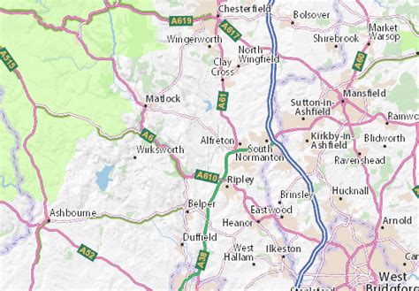 Angleterre from mapcarta, the free map. Map of South Wingfield - Michelin South Wingfield map ...