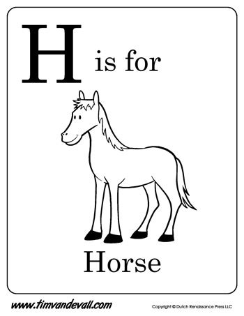 Its easy to learn alphabet by coloring the coloring pages. H is for Horse | Letter H Coloring Page PDF