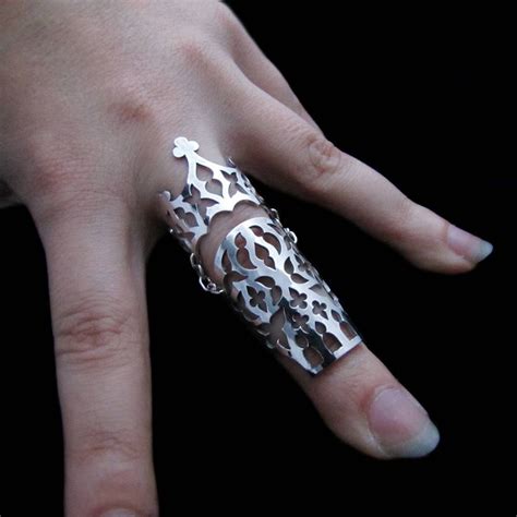 Generally, crowns are usually worn by kings, queens, and other members of piercing models is created from a need; Sterling Silver Full Finger Ring - Gothic Medieval Skull ...
