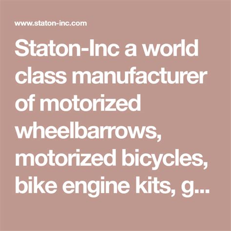 Source from global bike engine manufacturers and suppliers. Staton-Inc a world class manufacturer of motorized ...