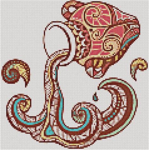 Model stitched on 14 count white aida fabric. AQUARIUS ZODIAC Cross Stitch Pattern PDF, Modern Art ...