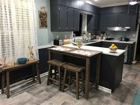Bar area in our mountain modern kitchen. Cabinets Benjamin Moore Cheating Heart | Home decor ...