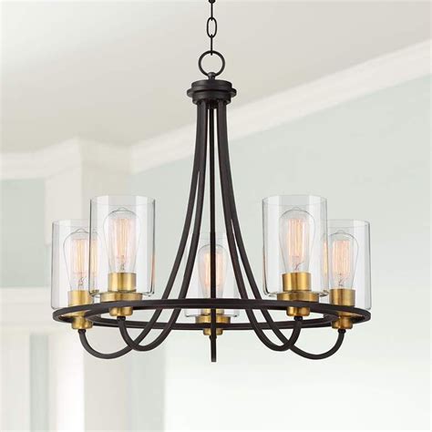 We wanted a warmer look for the dining room and living room but just. Possini Euro Demy 23"W Oil-Rubbed Bronze 5-Light ...