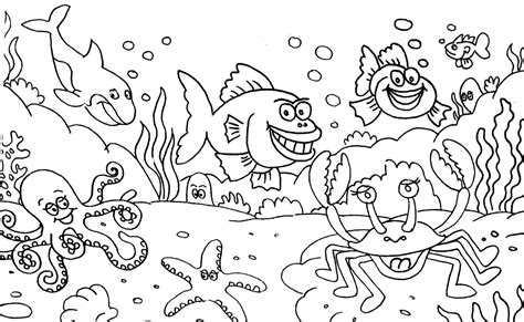 Sketsa pemandangan desa, gunung, sawah, pantai yang mudah di gambar dan juga untuk di warnai. Gambar Mewarnai Laut - GAMBAR MEWARNAI HD